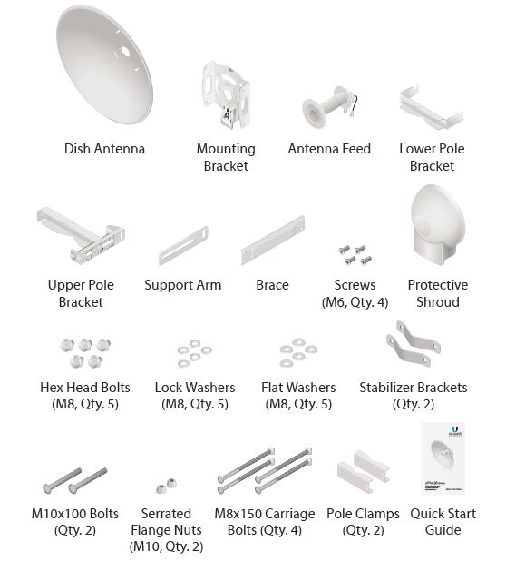 Ubiquiti AirFiber Dish 30dBi pro jednotku AirFiber 5XHD, 5 GHz, slant 45°, 65cm parabola