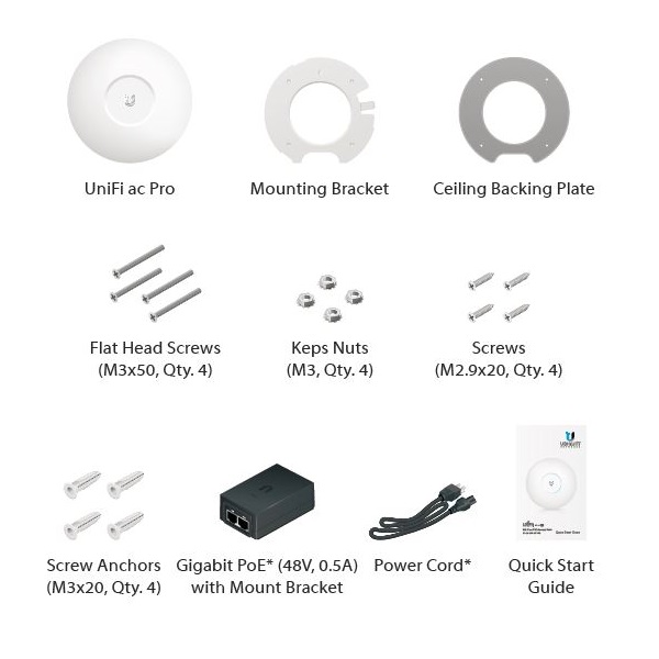 Ubiquiti UniFi AC PRO -  Wi-Fi 5 AP, 2.4/5GHz, až 1750 Mbps, 2x GbE, vnitřní/venkovní, PoE 802.3af/at