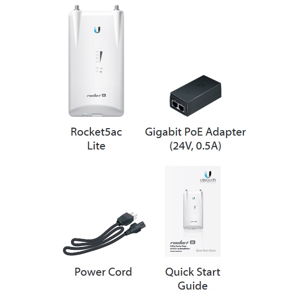 Ubiquiti Rocket 5AC Lite - AP 5GHz, airMAX AC, 2x RSMA, 1x Gbit RJ45, PoE 24V
