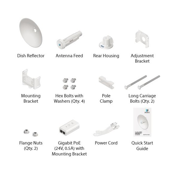 Ubiquiti PowerBeam 5AC Gen2 - AP/client 5GHz, anténa 25dBi MIMO2x2, airMAX AC, 1x Gbit RJ45, PoE 24V
