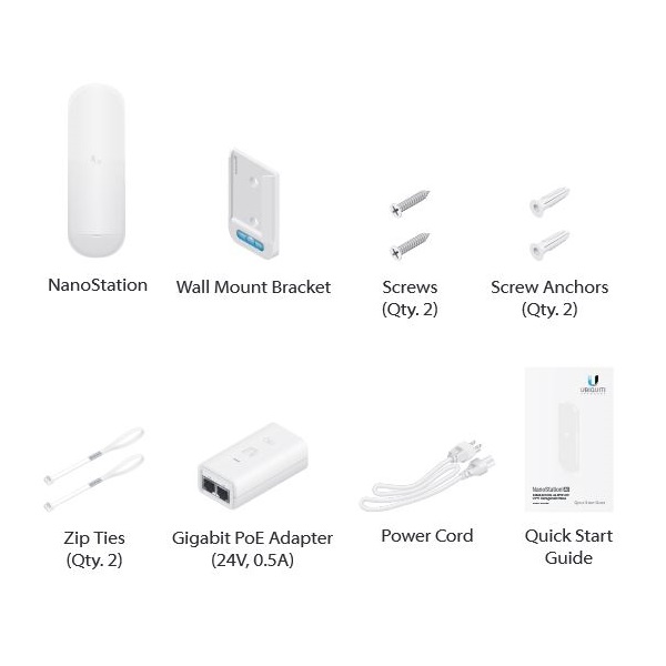 Ubiquiti NanoStation 5AC - AP/client 5GHz, anténa 16dBi MIMO2x2, airMAX AC, 2x Gbit RJ45, PoE 24V/ PoE 802.3af