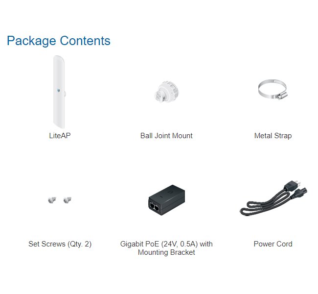Ubiquiti LiteAP 120 - AP 5GHz, 120° sektor, anténa 16dBi MIMO2x2, airMAX AC, 1x Gbit RJ45, PoE 24V