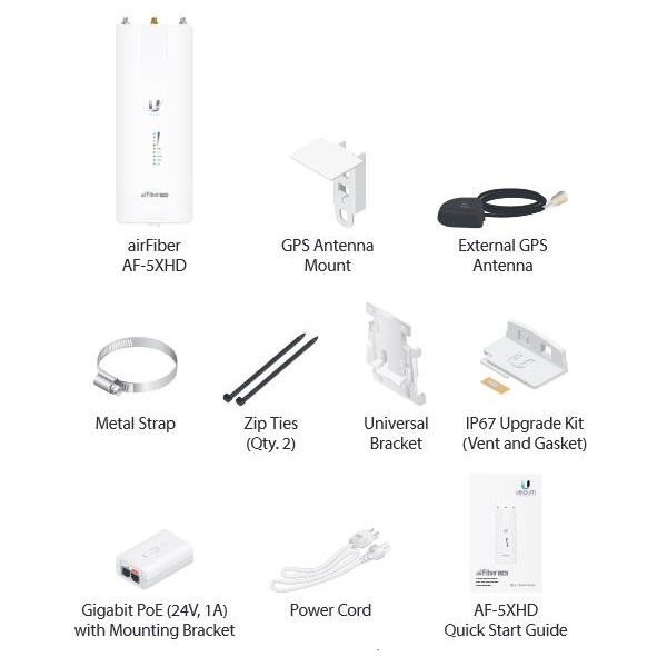 Ubiquiti AirFiber 5XHD - jednotka 5GHz pro PtP spoje 1Gbps+, 4096QAM, LTU technologie, 2x GbE
