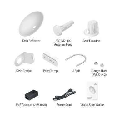Ubiquiti PowerBeam M2 400 - AP/client 2.4GHz, anténa 18dBi MIMO, airMAX, 1x RJ-45, PoE 24V