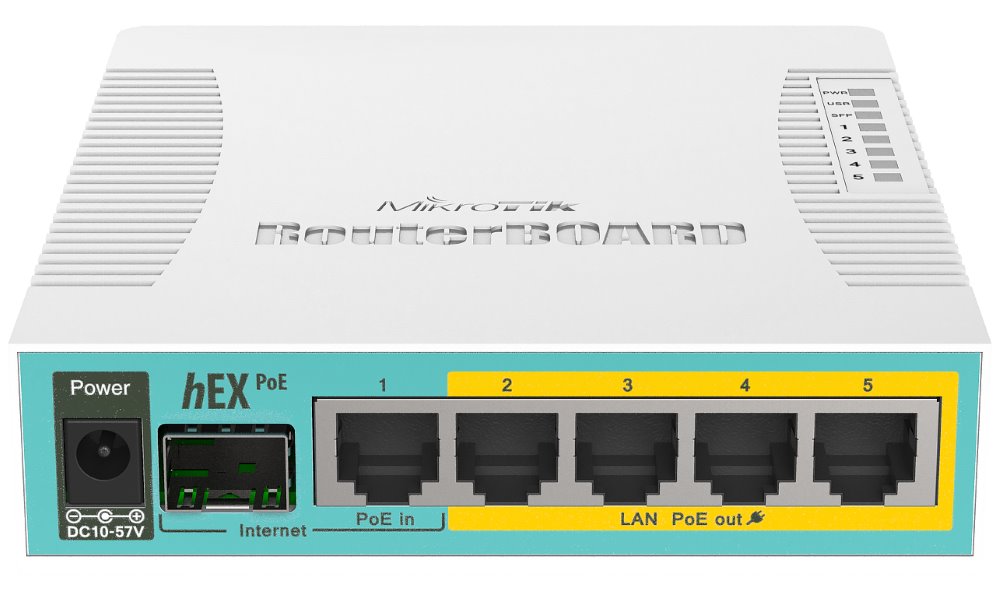 MikroTik RouterBOARD RB960PGS, hEX PoE, 800MHz CPU, 128MB RAM, 5x GbE, USB, PSU, L4