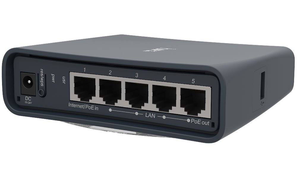 MikroTik RouterBOARD RB952Ui-5ac2nD-TC, hAP ac lite tower, 5x LAN, 2.4+5Ghz, 802.11a/b/g/n/ac, USB, 1x PoE out