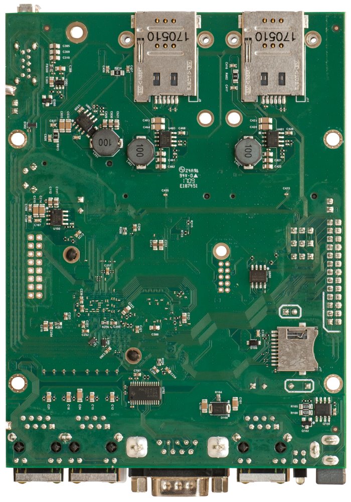 MikroTik RouterBOARD RBM33G 256MB RAM, dual 880 MHz, 2x miniPCI-e, 1x M.2 slot, 2x SIM slot, 3x GbE, L4