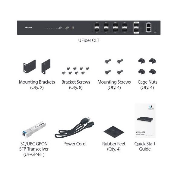 Ubiquiti UFiber OLT - 8x GPON port, 2x SFP+ port, 40W + 1x UFiber GPON B+ modul