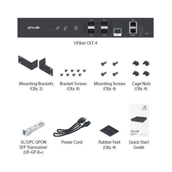 Ubiquiti UFiber OLT 4 - 4x GPON port, 1x SFP+ port, 35W + 1x UFiber GPON B+ modul