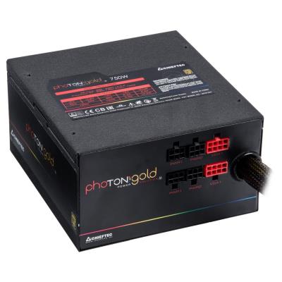 CHIEFTEC zdroj GDP-750C-RGB / Photon Gold Series / 750W / 140mm fan / akt. PFC / modulární kabeláž / 80PLUS Gold