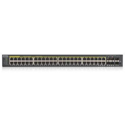 Zyxel GS1920-48HPV2   52-port Gigabit WebManaged PoE Switch, 48x gigabit RJ45, 4x gigabit RJ45/SFP, 2x SFP, 375W pro PoE