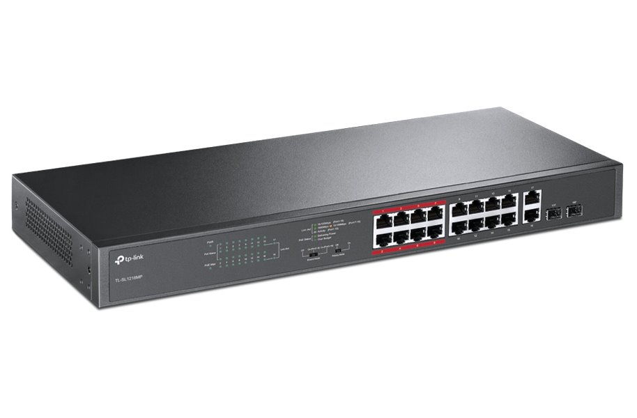 TP-Link TL-SL1218MP - 16-portový 10/100Mb/s + 2-portový gigabitový Unmanaged PoE Switch