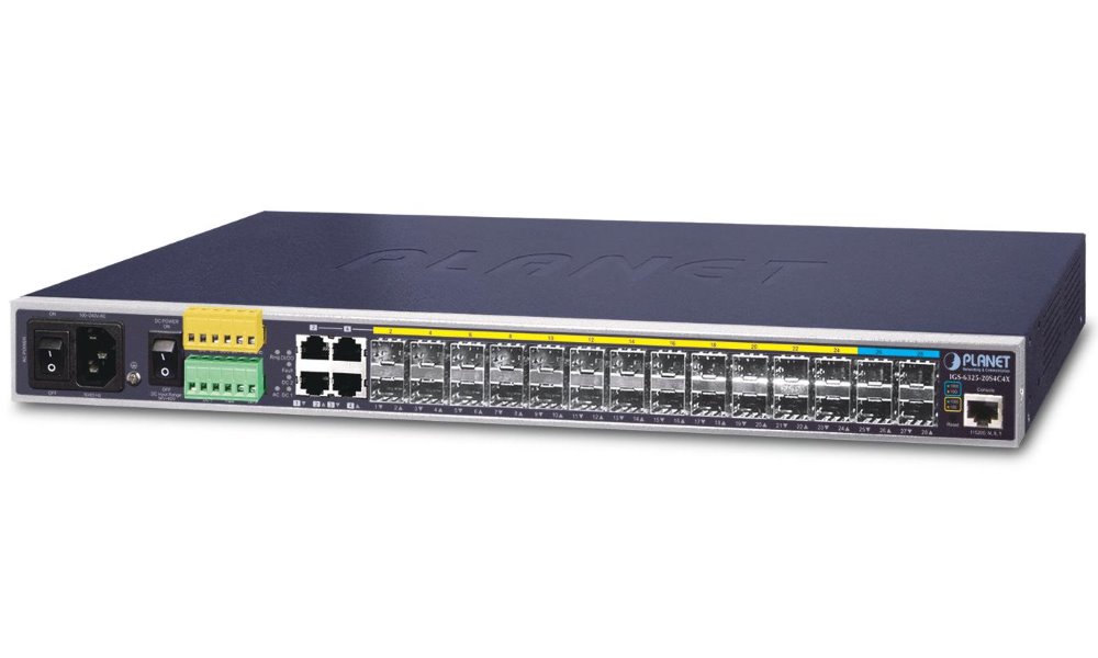 Planet IGS-6325-20S4C4X průmyslový L3 switch, 4x1Gb, 10x1Gb + 4x2.5Gb SFP, 4x10Gb SFP+, 48-56VDC,-40~75°C, IP30, fanless