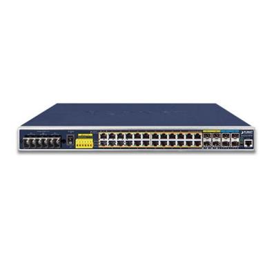 Planet IGS-6325-24P4X průmyslový L3 switch, 24x1Gb, 4x10Gb SFP+, PoE 802.3at 440W, 48-56VDC, -40~75°C, IP30, fanless
