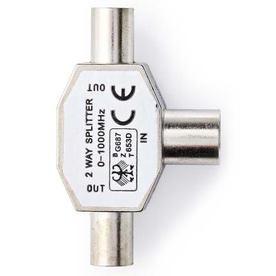 NEDIS koaxiální rozbočovač/ 2x IEC (koaxiální) zástrčka - IEC (koaxiální) zásuvka/ kov/ BOX