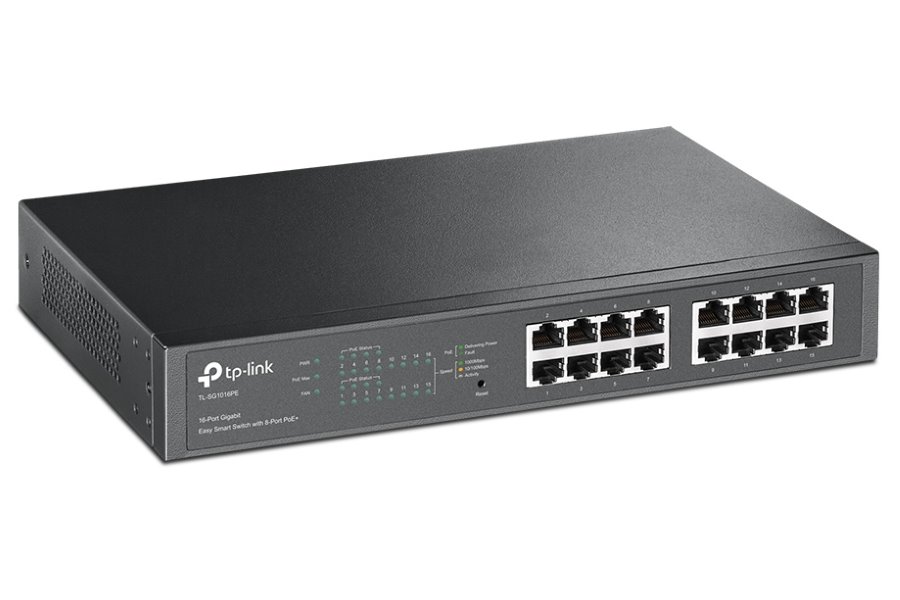 TP-Link TL-SG1016PE   PoE switch, 16x GLAN včetně 8x PoE+, 802.3af/at, 110W budget