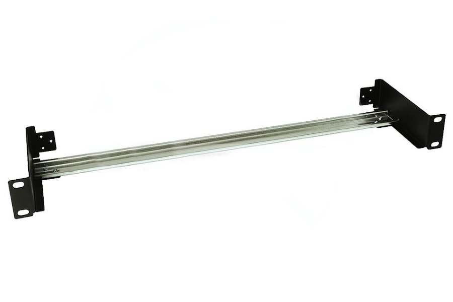 Solarix DIN lišta s držákem do 19" rozvaděče,1U černá RAL 9005 RAIL-1U-DIN