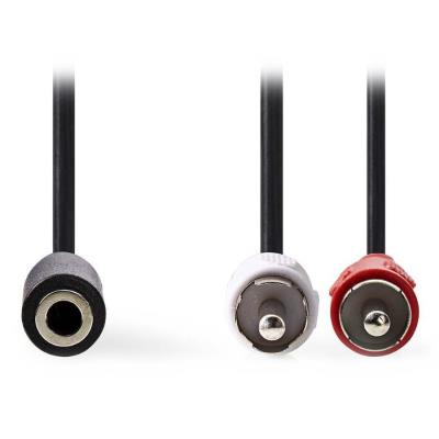 NEDIS stereofonní audio kabel/ 2x RCA zástrčka - 3,5mm zásuvka/ černý/ box/ 20cm