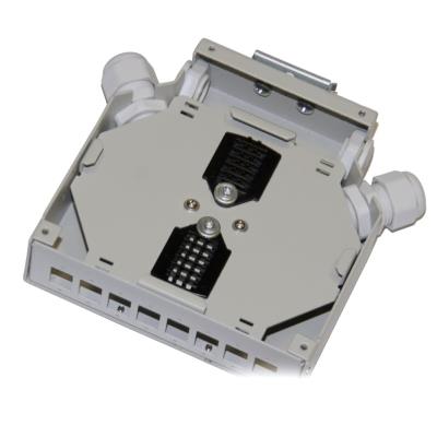 XtendLan mini rozvadeč na DIN lištu, 8x SC Simplex, 4 vstupní otvory, krytka