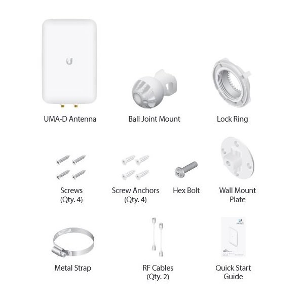 Ubiquiti UMA-D - Dvoupásmová sektorová anténa pro UniFi AP Mesh, 2,4/5GHz, 10-15 dBi MIMO2x2, venkovní, 2x RSMA