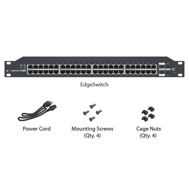 Ubiquiti Edge Switch 48 PoE - 48x GbE, 2x SFP+, 2x SFP, 48x PoE 24V/PoE+ (PoE budget 436W)
