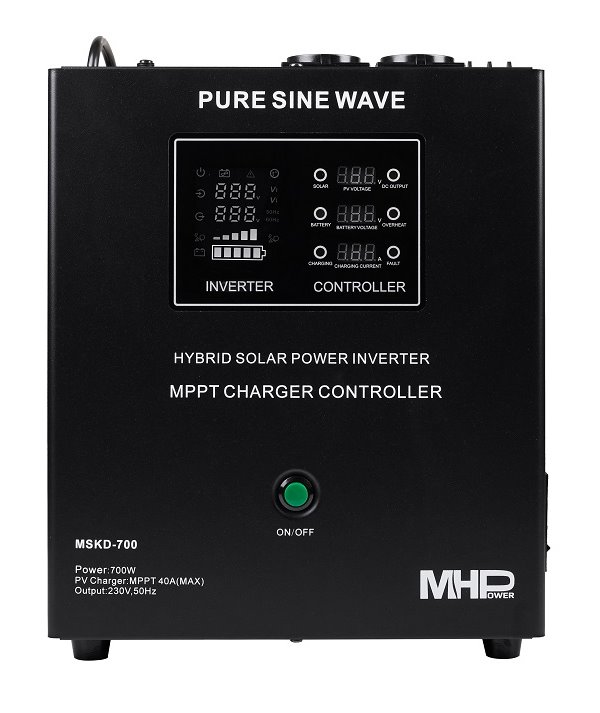 MHPower záložní zdroj MHPower MSKD-700-12, UPS, 700W, čistý sinus, 12V, solární regulátor MPPT