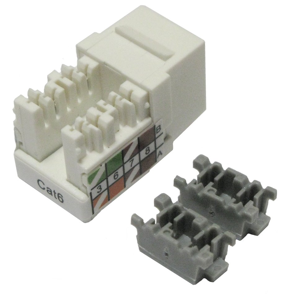 XtendLan Keystone jack RJ45, narážecí, CAT6, UTP, bílý, 90 st., narážení shora