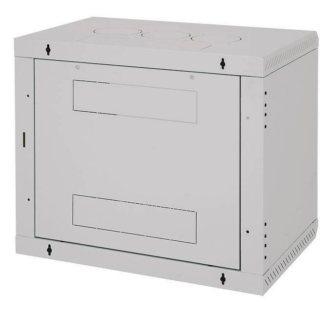 Triton 19' rozvaděč jednodílný 12U/395mm vylamovací otvor pro ventilátor RAL7035