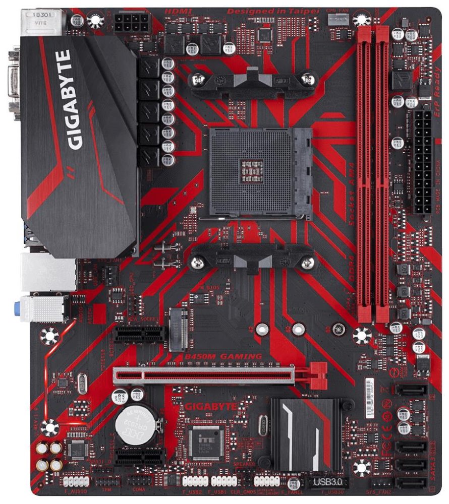 GIGABYTE B450M GAMING / AMD B450 / AM4 / 2x DDR4 / VGA / DVI-D / HDMI / M.2 / mATX