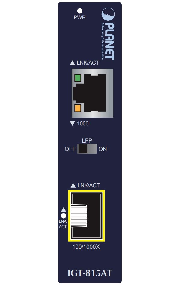 Planet IGT-815AT konvertor 1x 100/1000Base-T,1x SFP 100/1000-X, ESD+EFT, IP30, -40 až 75°C, malý rozměr
