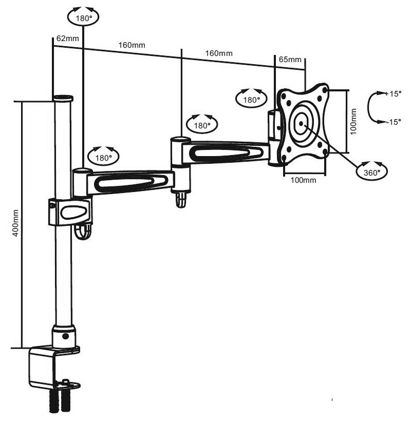 SUNNE by Elite Screens držák stolní pro LCD 13 - 27"/ náklon 15°/ otočení 180°/ Pivot 360°