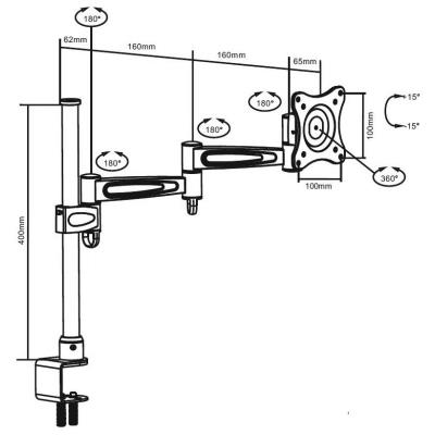 SUNNE by Elite Screens držák stolní pro LCD 13 - 27"/ náklon 15°/ otočení 180°/ Pivot 360°