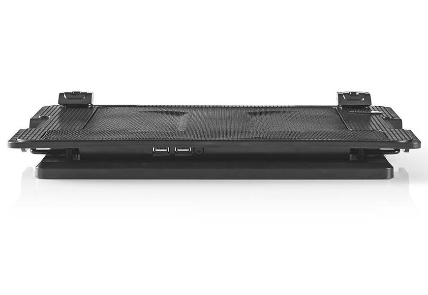 NEDIS stojan na notebook/ univerzální/ pro notebooky do 18"/ 2x ventilátor 140 mm/ USB/ plast-kov/ černý