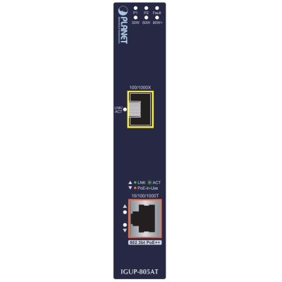 Planet IGUP-805AT PoE++ konvertor 802.3bt 95W, 1x 1000Base-T, 1x SFP 100/1000Base-X, dual power 12-56VDC, -40 až 75st.