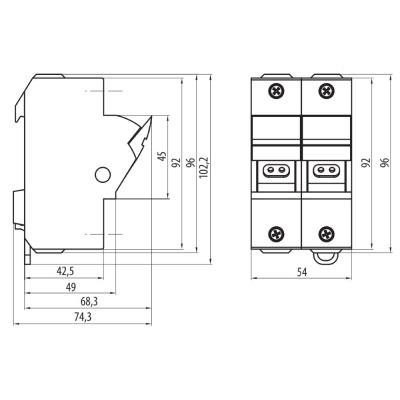 Solarmi OPVP14-2 63A pojistkový odpínač pro fotovoltaiku, DC odpojovač