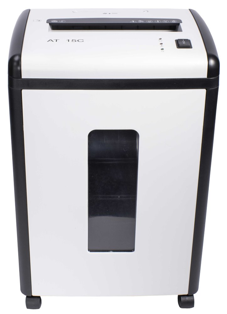 AT skartovač AT-15C/ řez 4x50 mm/ pracovní šíře 230 mm/ kapacita 15 listů/ objem koše 22 l/ stupeň utajení P3/ bílý