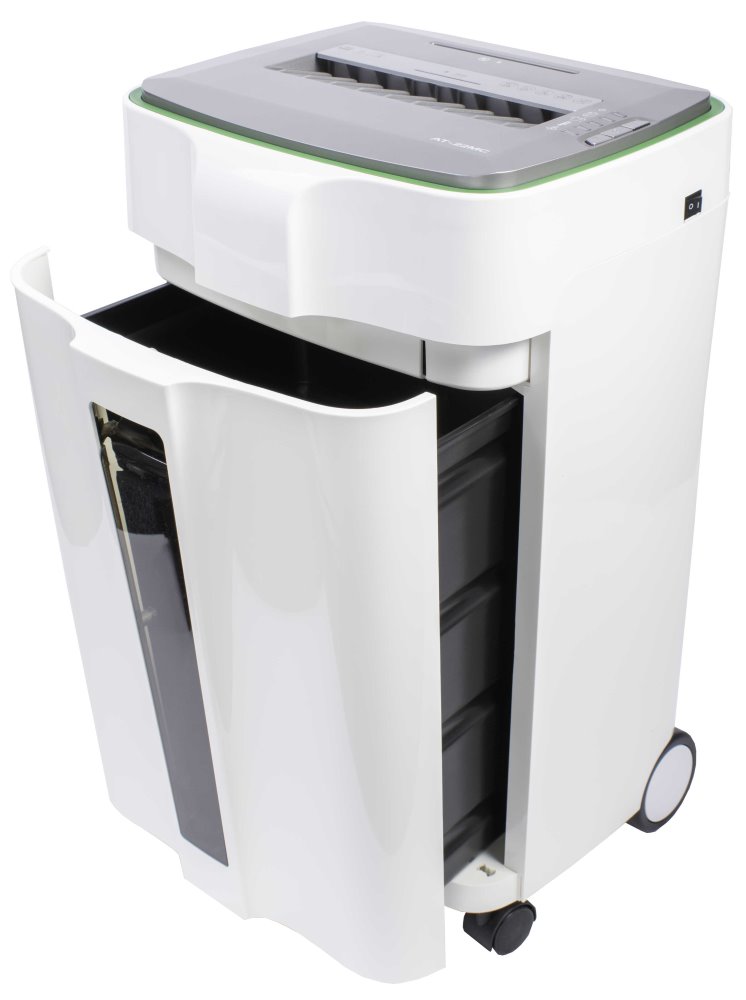 AT skartovač AT-22MC/ řez 2x10 mm/ prac. šíře 230 mm/ kapacita 10 listů/ objem koše 30 l/ stupeň utajení P5/ šedo-bílý