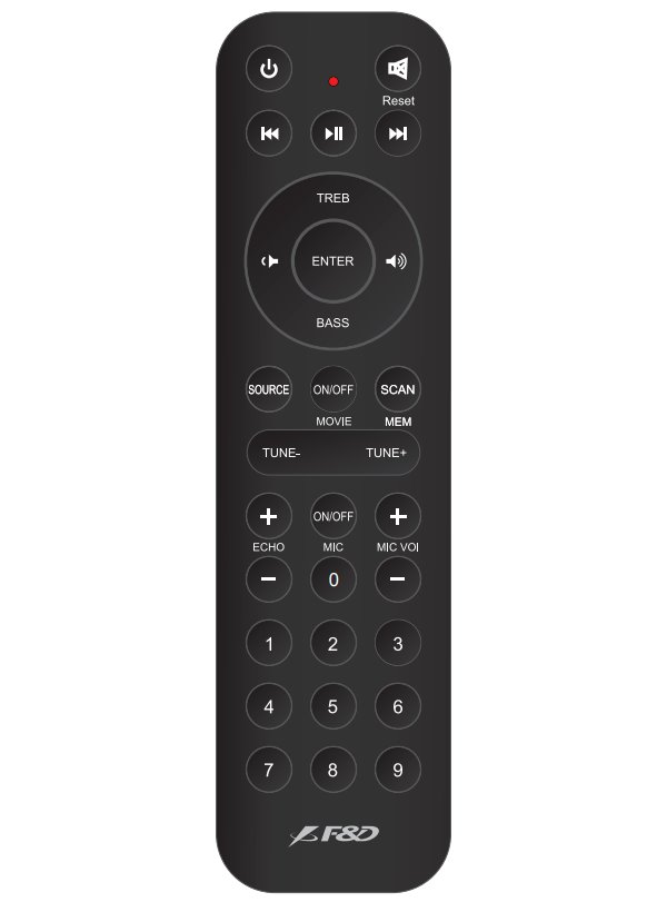 FENDA F&D repro T-88X/ 2.0/ 300W/ černé/ dřevěné/ BT4.2/ FM rádio/ USB/ optický vstup/ dálkové ovládání/ Karaoke