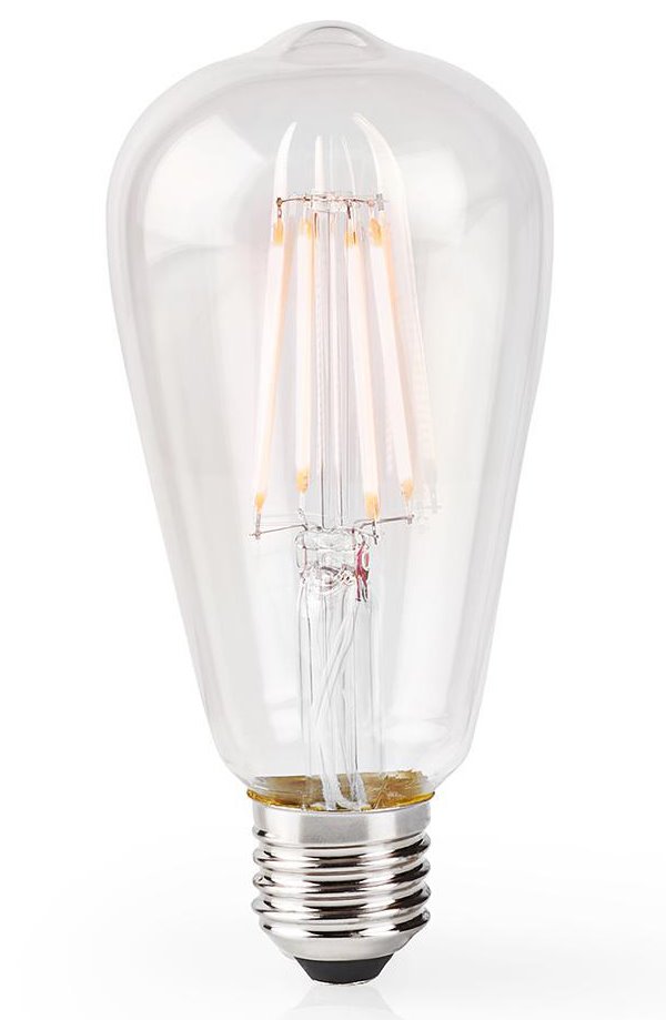 NEDIS Wi-Fi chytrá LED žárovka s vláknem/ E27/ ST64/ 5W/ 230V/ 500lm/ 2700K/ teplá bílá/ stmívatelná/ čirá