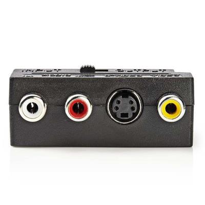 NEDIS přepínatelný SCART adaptér / SCART zástrčka - S-Video zásuvka + 3x RCA zásuvka/ černý