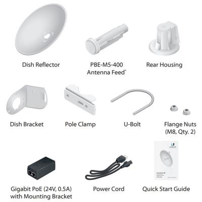 Ubiquiti PowerBeam M5 400 - AP/client 5GHz, anténa 25dBi MIMO2x2, airMAX, 1x Gbit RJ45, PoE 24V