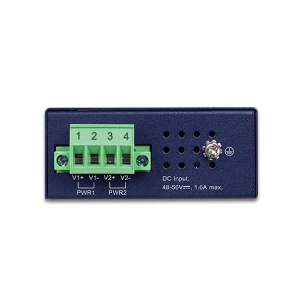 Planet IPOE-260 PoE průmyslový injektor, 2x port, 4x1Gb, 2x 802.3at 36/72W, DIN, IP30, -40~75°C, dual power 48-56VDC