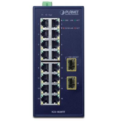 Planet IGS-1820TF Průmyslový Switch 16x1Gb, 2xSFP, dual 12-48VDC/24VAC, -40~+75°C, fanless