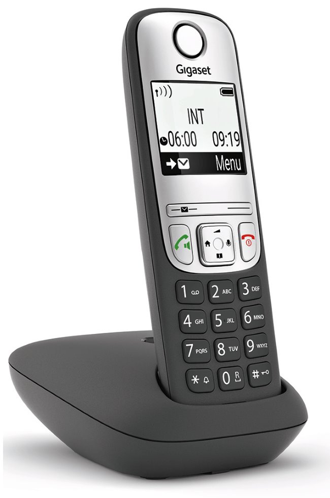 SIEMENS GIGASET A690 - DECT/GAP bezdrátový telefon, displej, handsfree, seznam 100 čísel, barva černá/ stříbrná