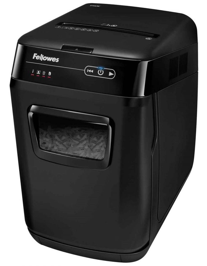 FELLOWES skartovač AutoMax 150 C/ křížový řez 4x38 mm/ objem koše 32 l/ stupeň utajení P-4 (důvěrné)/ černý