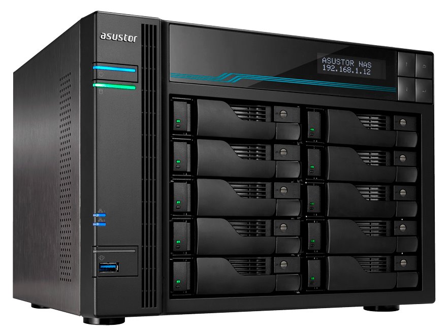 Asustor NAS AS6510T / 10x 2,5"/3,5" SATA III, 2x M.2/ Intel ATOM C3538 2.1 GHz/ 8GB/ 2x 10 GbE + 2x 2.5 GbE/ 2x USB 3.2