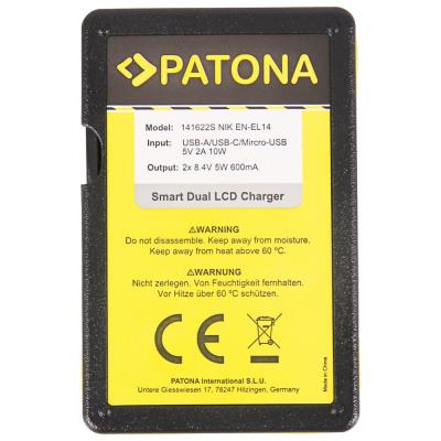 PATONA nabíječka Foto Dual Nikon EN-EL14 s LCD,USB