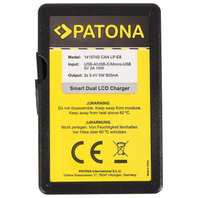 PATONA nabíječka Foto Dual Canon LP-E8 s LCD,USB