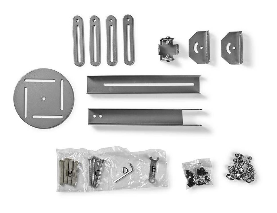 NEDIS nástěnný držák pro projektor/ Full motion/ nosnost 10 kg/ otáčení 360°/ 4 ramena/ ocel/ šedý