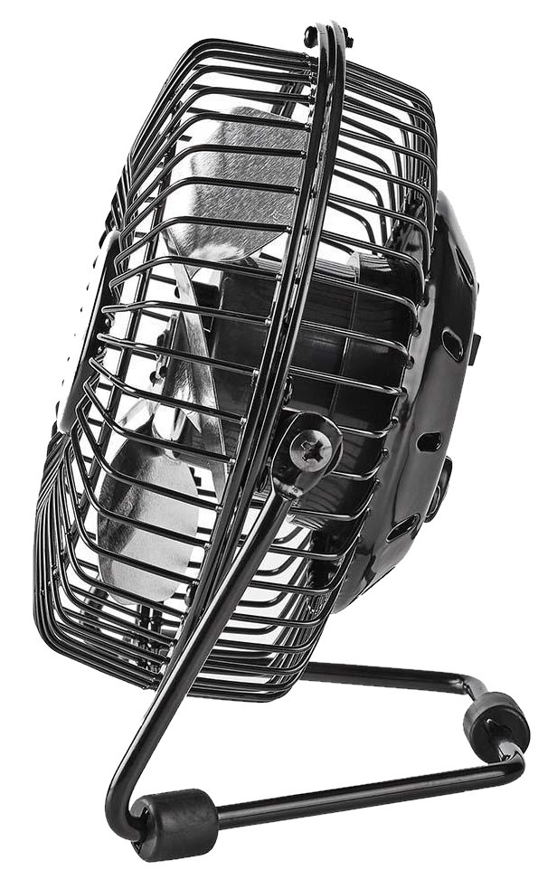 NEDIS mini ventilátor/ průměr 10 cm/ výkon 3 W/ napájení přes USB/ kabel 1 m/ kovový/ černý